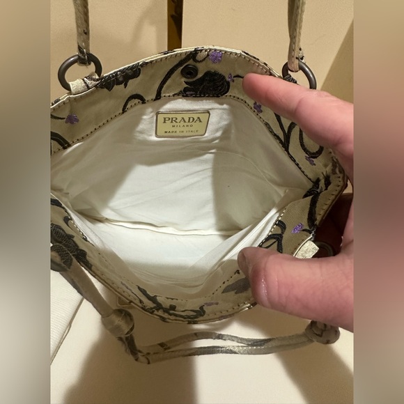 Prada 1997 Silk Champagne Floral Brocade Handbag - Picture 8 of 11
